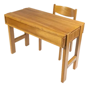 Vintage Pine Desk and Chair, 1960s, Set of 2