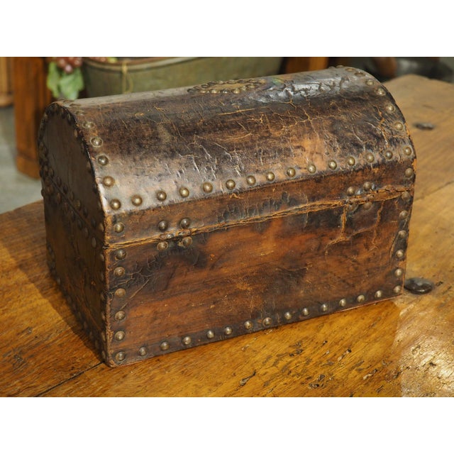 Mid 19th Century Studded Leather Table Coffret From France For Sale - Image 9 of 11