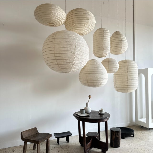 Japanese-Style Teardrop-Shaped Pendant Light in Rattan and Natural Linen, 1980s For Sale - Image 11 of 18