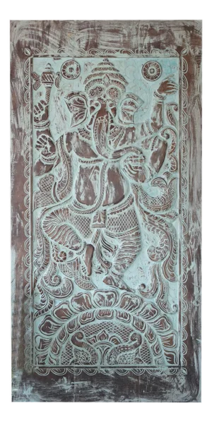 Hand-Carved Wooden Ganesha Wall Art – Vintage Hindu Blessing Sculpture 84x41