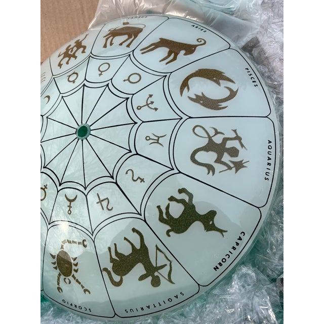 Mid-Century Modern 1970s Mid-Century Modern Etched Zodiac Horoscope Flush Mount Light Fixture Shade For Sale - Image 3 of 8