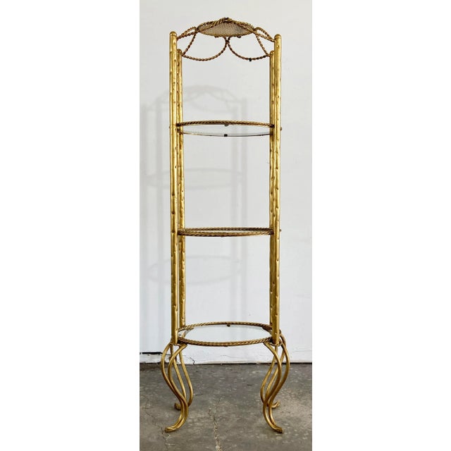 Vintage Italian Gold Gilt Rope 3 Tier Etagere Display For Sale - Image 4 of 10