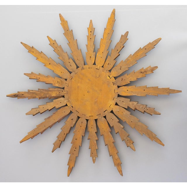 Gold Antique French Giltwood Sunburst Mirror For Sale - Image 8 of 11