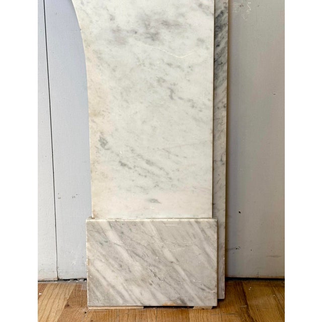 White Antique Victorian Arched Carrara Marble Fireplace Mantel For Sale - Image 8 of 13