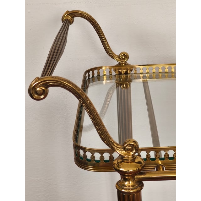 Hollywood Regency Brass and Glass Bar Cart, 1960s For Sale - Image 9 of 10