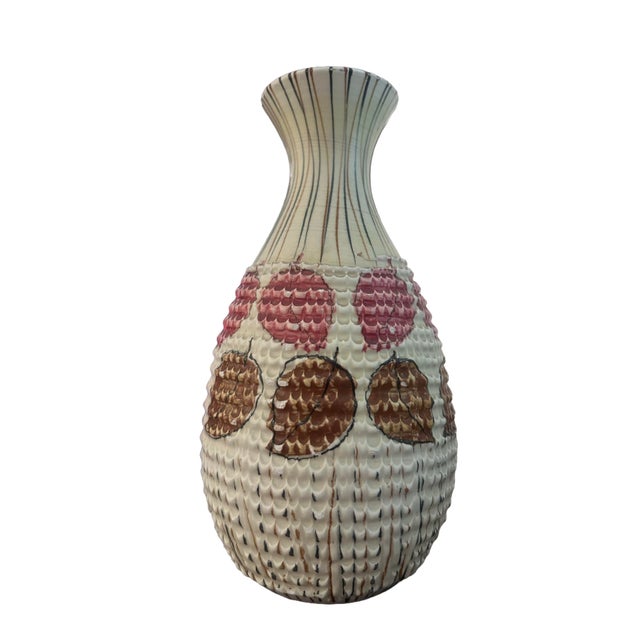 Mid-Century Modern Vintage Fanciullacci Complex Texture Glazed With Sgraffito With Leaves For Sale - Image 3 of 7