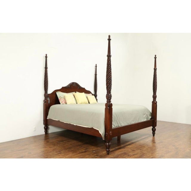 Traditional Ethan Allen British Classics Queen Montego Bed in Cinnabar Finish For Sale - Image 3 of 9