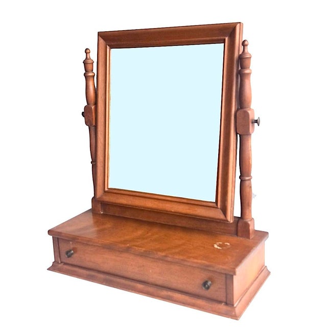 Wood 1960s Vintage Ethan Allen Baumritter Shaving/Cheval/Vanity Mirror For Sale - Image 7 of 17