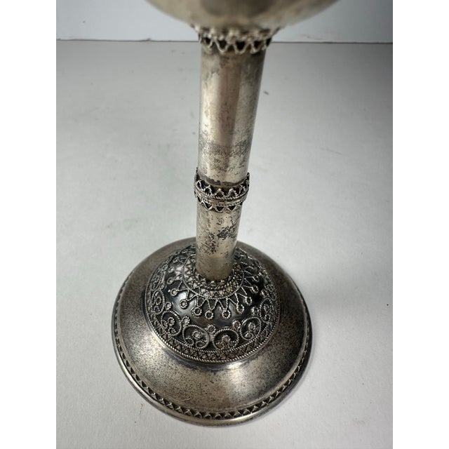 Metal Vintage Israeli Sterling Silver Bezalel-Style Filigree Kiddush Cup by Zadok. For Sale - Image 7 of 12