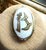 Totally Unique Antique Art Deco C. 1920's Hand-Painted Porcelain Gold Leaf Letter 'B' Brooch Pin on White Oval Porcelain...