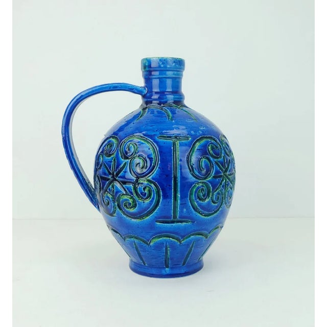 Large Mid-Century Italian Ars Vase Jug in Blue Glaze Rimini , 1950s For Sale - Image 10 of 10