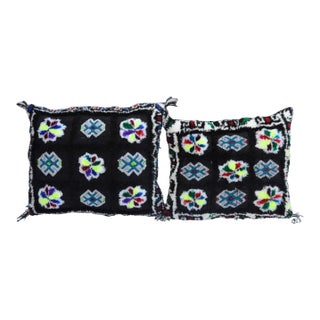 Vintage Berber Patterned Moroccan Colorful Pillows- a Pair For Sale
