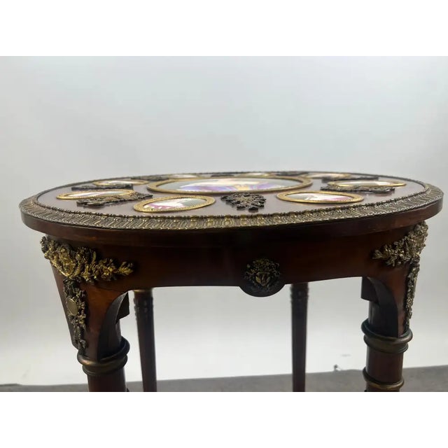 Mid 19th Century 19th C French Louis XVI Mahogany & Bronze W Sèvres Style Portraits Salon Table For Sale - Image 5 of 18