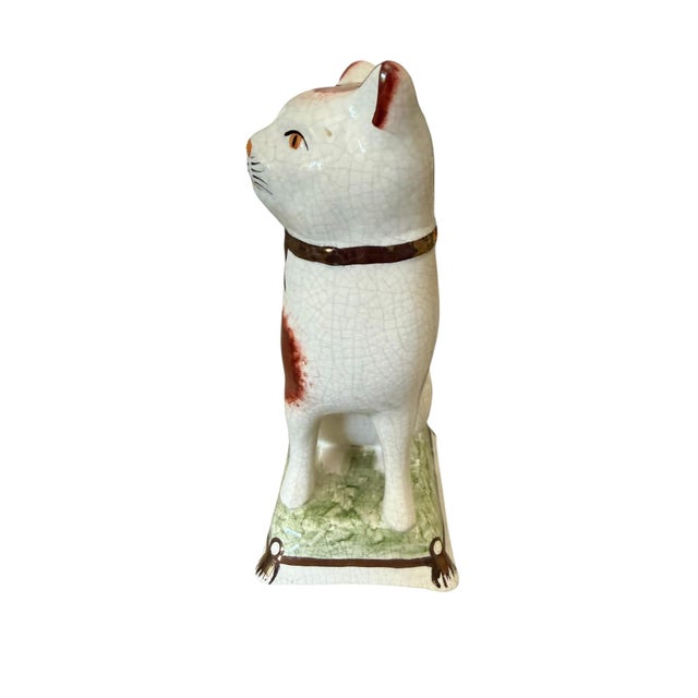 White Vintage English Staffordshire Cats - A Pair For Sale - Image 8 of 15