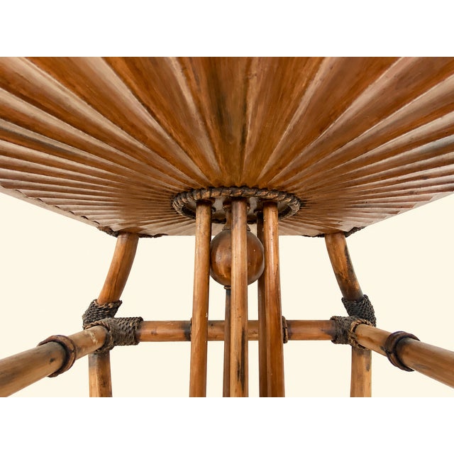 Chinoiserie Vintage Mid-Century Faux Bamboo & Rattan Pagoda Hanging Lantern Pendant Chandelier For Sale - Image 3 of 8