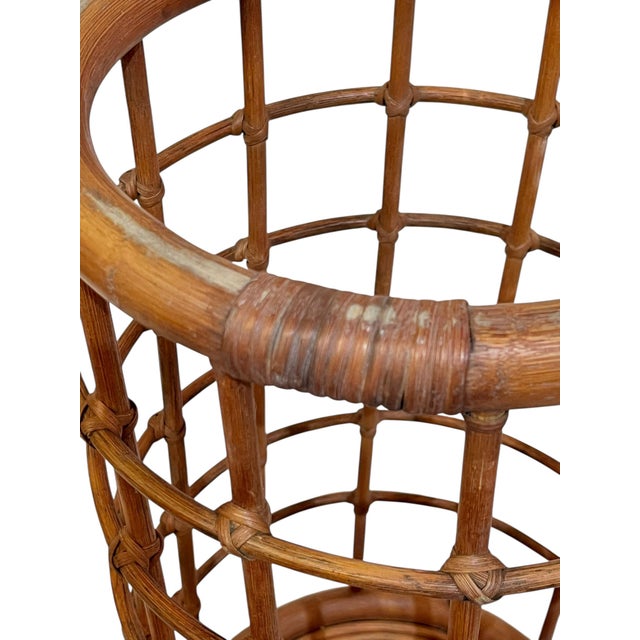 Vintage French BoHo Bamboo and Rattan Umbrella Stand For Sale - Image 9 of 16