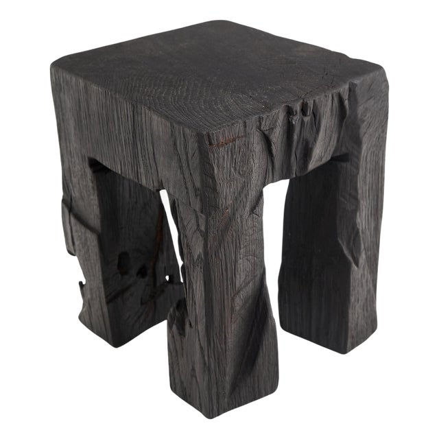 Rustic Sculptural Side Table by Logniture For Sale