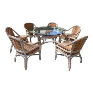 1970s Vintage Reed Dining Set - Set of 7 For Sale