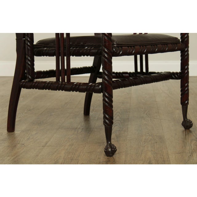 Black Hunzinger Antique Victorian Gothic Period Reclining Morris Chair For Sale - Image 8 of 13