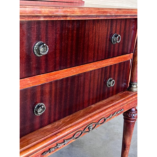 Wood 20th Century Pair of French Raspberry Red Wooden Two drawers Nightstands For Sale - Image 7 of 18