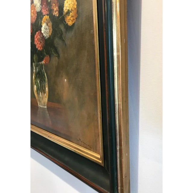 Roger Delapierre, Dahlias, Oil on Canvas, 1993 For Sale - Image 7 of 9