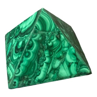80's Malachite Pyramid Paperweight For Sale