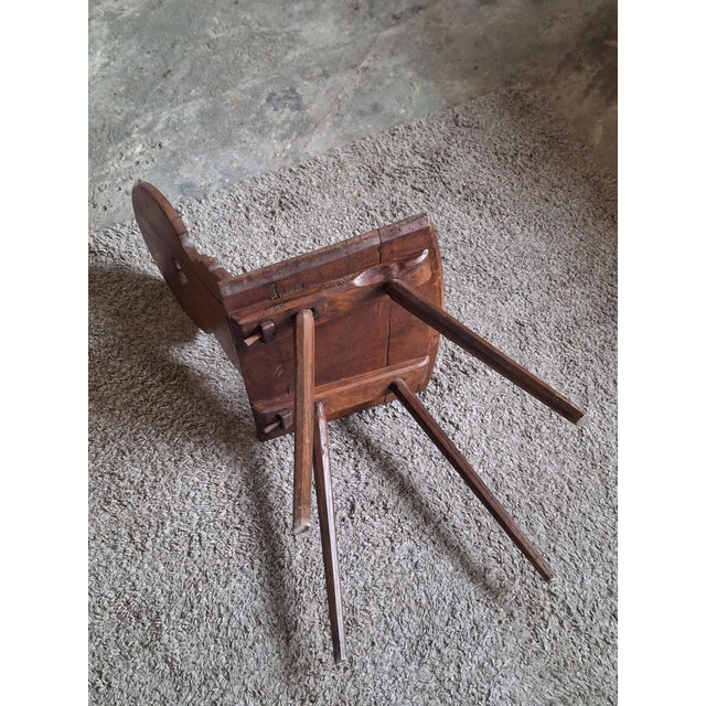 Wood Antique Alpine Peasant Chair with Cut-Out Heart, 1700s For Sale - Image 7 of 8