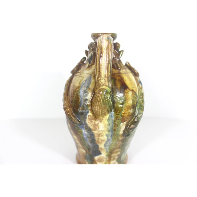 Early 20th Century Antique Mediterranean Sea Life Clay Pottery Vase With Handles Shells Folk Art For Sale - Image 5 of 12