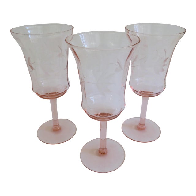 Pink Etched Depression Glass Stemware, Set of 3 Chairish