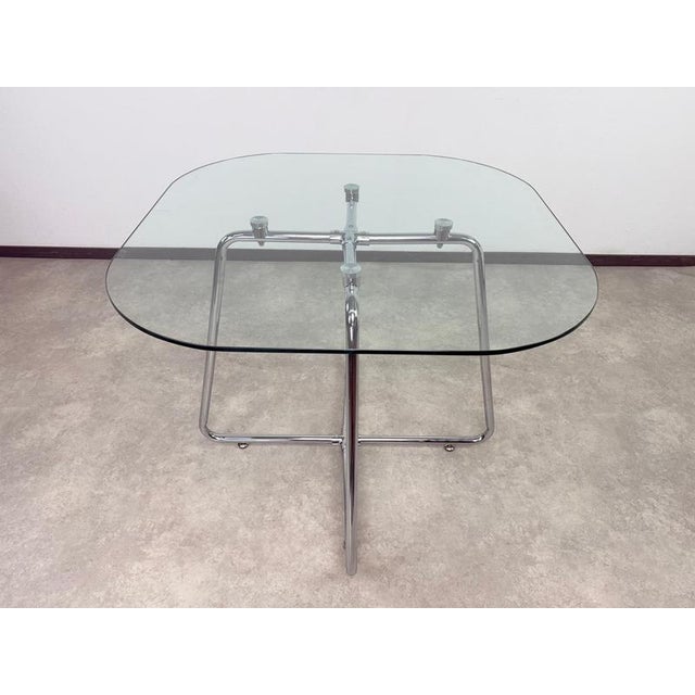 Mid-Century Modern Italian Tubular Chrome and Glass Dining Table, 1970s For Sale - Image 4 of 11