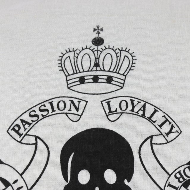 Vintage-Inspired Skull and Crossbones Pillow With Crowned Emblem For Sale In New York - Image 6 of 11