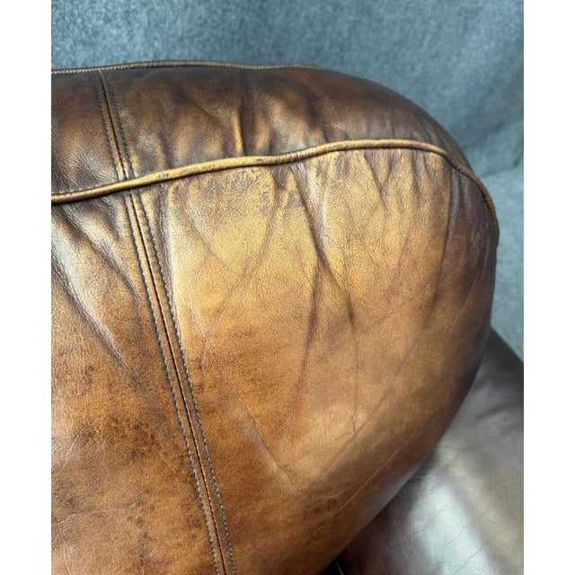 Thomasville Traditional Brown Leather Loveseat For Sale - Image 12 of 12