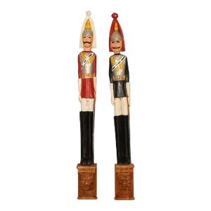 Vintage Pair of Hand Carved British Royal House Guards Statues