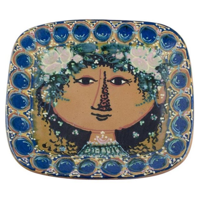 Ceramic Wall Plaque with Female Face by Bjørn Wiinblad, 1959 For Sale - Image 10 of 10