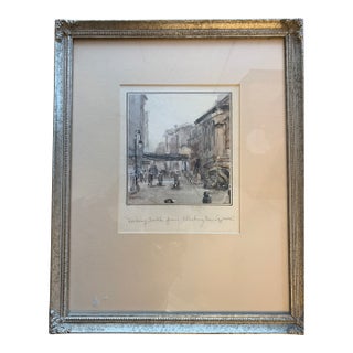 Impressionistic Watercolor Painting Washington Square New York by Listed Artist, Viola Appel For Sale