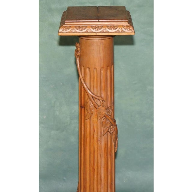 Antique English Carved Oak Vine Pedestal For Sale - Image 3 of 14