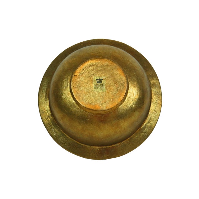 Vintage Gold Metal Bowl From Scandia Present For Sale - Image 9 of 10
