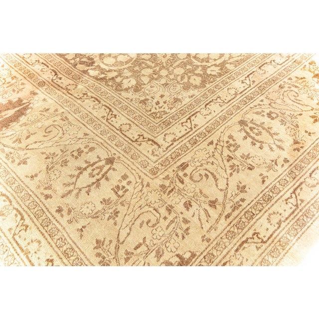 Textile Authentic Persian Tabriz Brown Handmade Wool Rug For Sale - Image 7 of 9