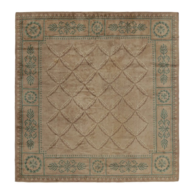 Beige Late 19th Century Antique Savonnerie Rug in Beige-Brown & Green Floral Patterns, From Rug & Kilim For Sale - Image 8 of 8