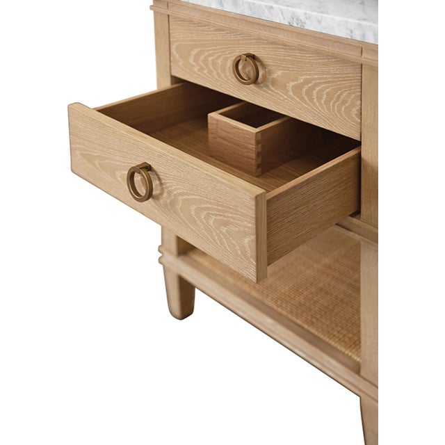 Wood Matthew Izzo Home Cutler 24" Cerused Oak Single Porcelain Sink Bath Vanity With Marble Top and Antique Brass Ring Hardware For Sale - Image 7 of 10