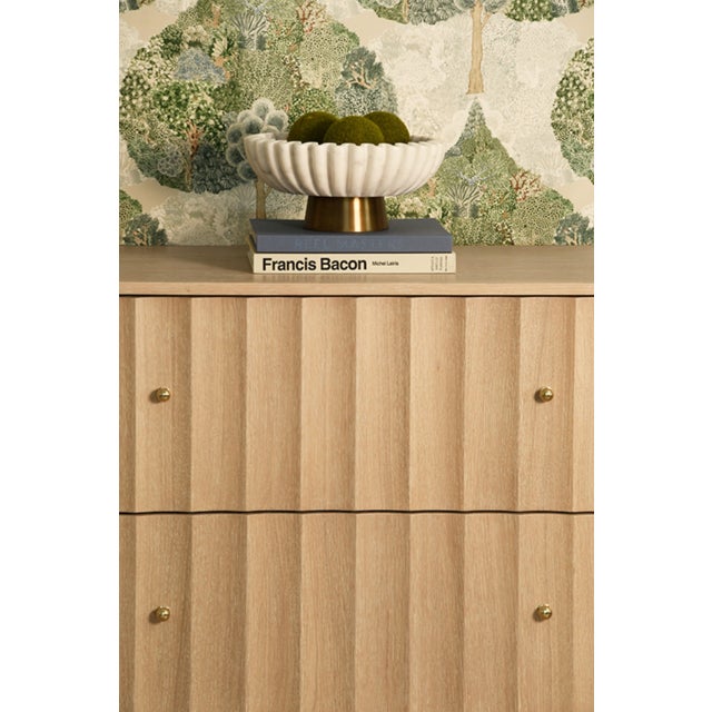Matthew Izzo Home Angus Cerused Oak Four Drawer Fluted Detail Chest of Drawer With Brass Knobs For Sale In New York - Image 6 of 11