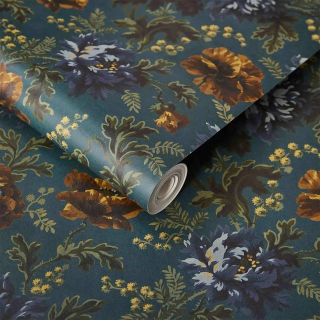 English House of Hackney Opia Wallpaper - Petrol For Sale - Image 3 of 4