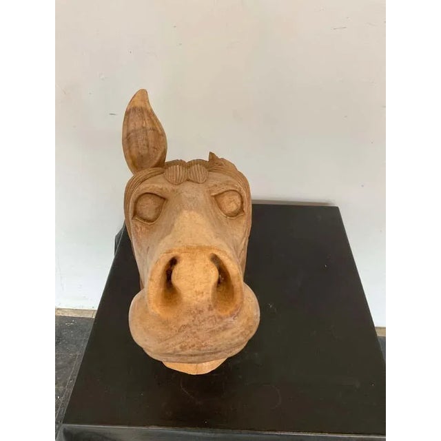 1960s Carved Life Size Wood Horse Head For Sale - Image 11 of 13