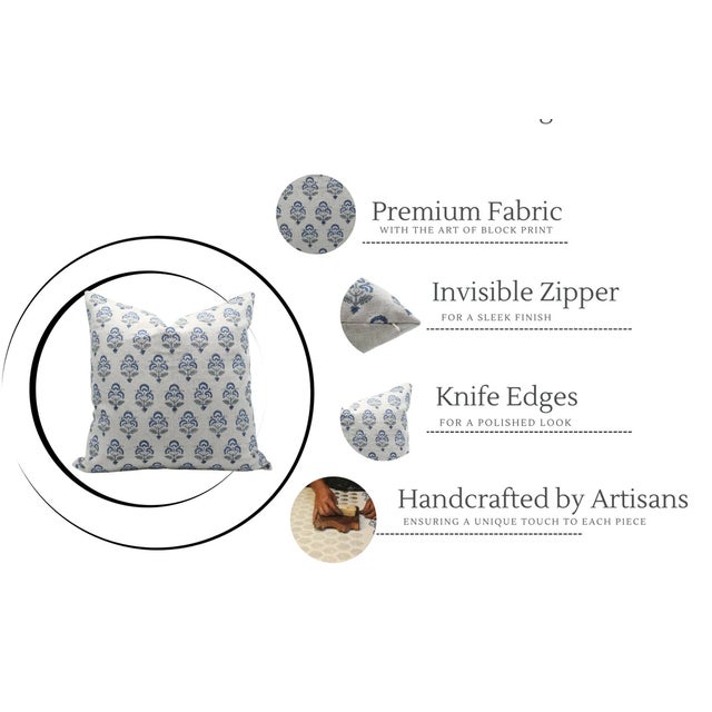 Royal Blue Fabdivine Floral Home Decor Cushion Cover 14x14 Inch - Traffic Light For Sale - Image 8 of 8