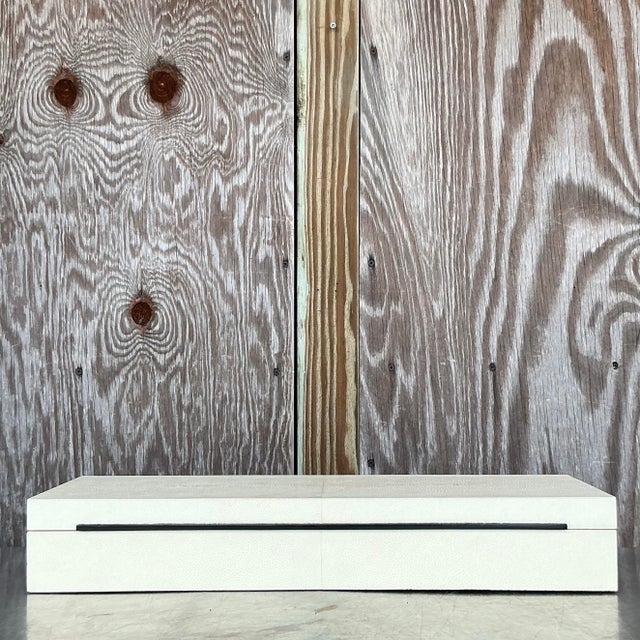 Animal Skin Vintage Coastal Faux Shagreen Long Box For Sale - Image 7 of 12