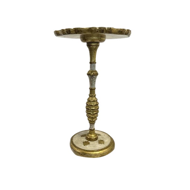 Vintage Italian Florentine Giltwood Pedestal Side Table For Sale - Image 4 of 8