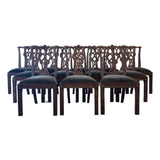 Set of 12 French Press Mohair Estate Chairs For Sale