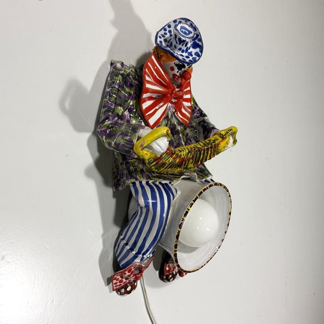 1950s Italian Ceramic Clown Wall Lamp, 1950s For Sale - Image 5 of 18