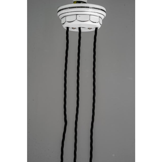 Vintage Bauhaus Adjustable Porcelain Pendant Light with Opal Glass Shade, 1920s For Sale - Image 11 of 18