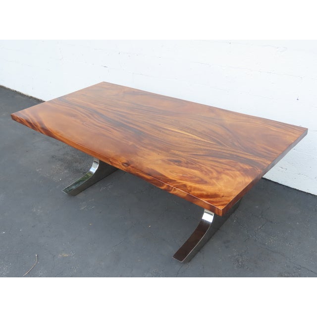 Solid Mahogany and Chrome Large Long Dining Table 6673 For Sale - Image 15 of 18